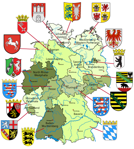 Germany map w/coats of arms